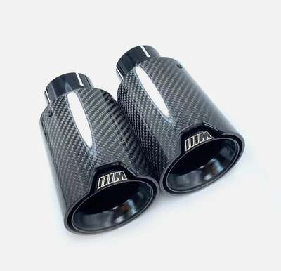 For M Performance BMW Pipes inlet 66mm Black Carbon Fiber Exhaust Tip Pair image 3