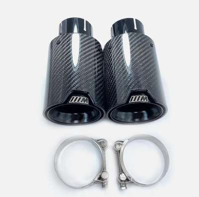 For M Performance BMW Pipes inlet 66mm Black Carbon Fiber Exhaust Tip Pair