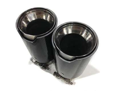 For M Performance BMW Universal Pipes Tips 2PCS Silver+ Carbon Fiber Exhaust Tip image 4