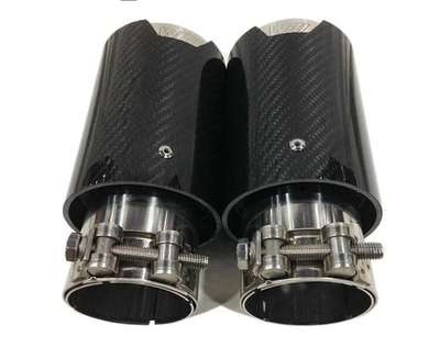 For M Performance BMW Universal Pipes Tips 2PCS Silver+ Carbon Fiber Exhaust Tip