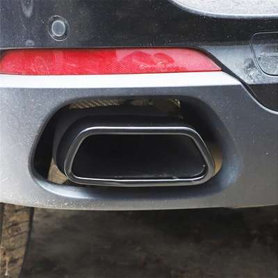 Gloss Black Steel Exhaust Muffler Tips Tailpipe Trim Cover Fit BMW X5 F15 X6 F16 image 3