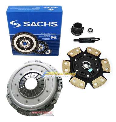 Sachs Clutch Kit KF296-03-R3D-SSC &ndash; Germany Clutch Disc Style: 6 Puck Spring Hub Pressure Plate Type: Heavy Duty Push Type Diaphragm Interchange Part Number: KF296-01 KF296-02 LUK 03-023 03023 Surface Finish: 6-PUCK SPRUNG COPPER CERAMIC MIBA Manufacturer Part Number: KF296-03-R3D-SSC OE Spec or Performance/Custom: Performance/Custom Bundle Listing: Yes Brand: Sachs Clutch Material: Cerametallic Warranty: 1 Year Type: Clutch Kit &ndash; Fits 84-86 BMW 325E 325es 82-86 528e 6CYL M20B27
