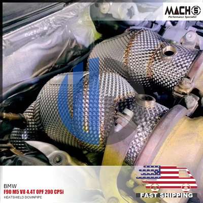 For BMW F90 M5 S63 M5 4.4 V8 TT OPF 200 CPSi Performance Heatshield Downpipe image 4