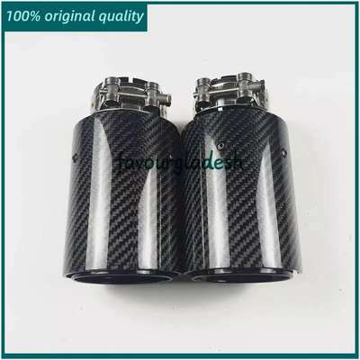 2PCS Glossy Black Carbon Fiber Exhaust Tip For M Performance BMW Pipe 63-93MM image 4