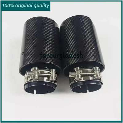 2PCS Glossy Black Carbon Fiber Exhaust Tip For M Performance BMW Pipe 63-93MM image 5