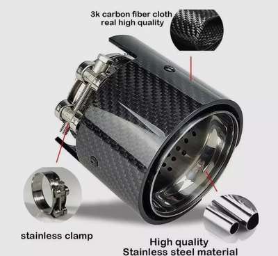 Real Carbon Fiber Exhaust Pipe Muffler tip For BMW M Performance Silver Tail image 3