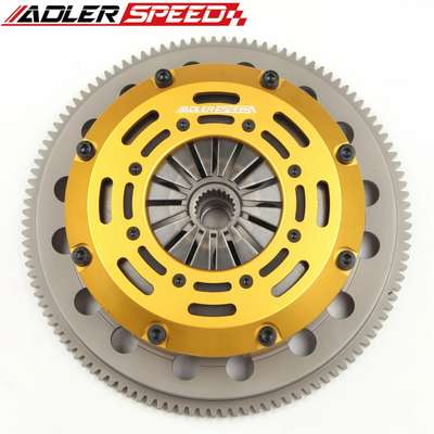ADLERSPEED Clutch Disc RACE-CLUTCH-KIT-TWIN-DISC-+-FLYWHEEL-FOR-04-05-BMW-325-330-530-X3-Z4-M54-6-SPEED &ndash; Ceramic Disc Style: Rigid hub Disc Size: 7.25" (185mm) Disc Quantities: 2 Disc Spline: 185 x 22T Clutch Type: Push Style Release Mechanism Clutch Cover: Aircraft Aluminum Alloy Flywheel Design: One piece medium light weight Billet Chromoly Flywheel Weight: Medium light weight Release Bearing: Include Alignment Tool: Not include &ndash; Fits 04-05 BMW 325 330 530 X3 Z4 M54 6 SPEED thumbnail 4