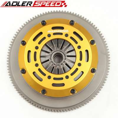ADLERSPEED Clutch Disc Racing-Twin-Disc-Clutch-Kit-for-04-05-BMW-325-330-530-X3-Z4-M54-6SP-Standard-WT &ndash; Ceramic Disc Style: Rigid hub Disc Size: 7.25" (185mm) Disc Quantities: 2 Disc Spline: 185 x 22T Clutch Type: Push Style Release Mechanism Clutch Cover: Aircraft Aluminum Alloy Flywheel Design: One piece standard light weight Billet Chromoly Flywheel Weight: Standard light weight Release Bearing: Include Alignment Tool: Not include &ndash; Fits 04-05 BMW 325 330 530 X3 Z4 M54 6SP Standard WT thumbnail 3