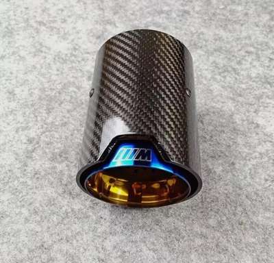 Real Carbon Fiber Exhaust Pipe Muffler tip For BMW M Performance Blue Tail image 2