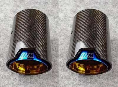 Real Carbon Fiber Exhaust Pipe Muffler tip For BMW M Performance Blue Tail