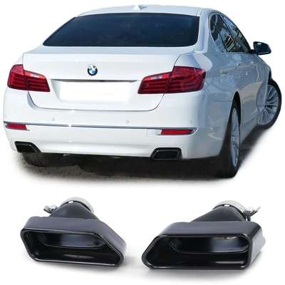 V8 550i Look Tail pipes Black Gloss Chrome For BMW F10 / F11 Exhaust Tips