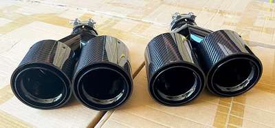 Wet Carbon Fiber Gloss Black Steel Quad Exhaust Tips for FOR BMW G20 G22 G29 G30 image 5