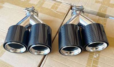 Wet Carbon Fiber Stainless Steel Quad Exhaust Tips for FOR BMW G20 G22 G29 G30