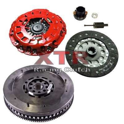 XTR Clutch Kit X04020R0DMF020CP &ndash; DMF Cast Iron Clutch Disc Style: Full Face Rigid Disc Pressure Plate Type: Self Adjust German 51CrV4 Diaphragm Manufacturer Part Number: X04020R0DMF020CP, 04020R0 Disc Material: Organic Surface Finish: Ultra Fiber Organic / Ductile Iron Other Part Number: #58 Clutch Material: Ultra Fiber Organic Brand: XTR Manufacturer Warranty: 1 Year Number of Teeth: 10