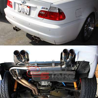 BMW E46 M3 MANUAL/SMG DUAL CATBACK AXLE BACK STAINLESS EXHAUST MUFFLER 2.75" TIP image 2